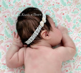 Pearl Bow Lace Headband, Infants, Newborns, Baby Christening, Blessing Headband