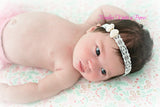 Pearl Bow Lace Headband, Infants, Newborns, Baby Christening, Blessing Headband