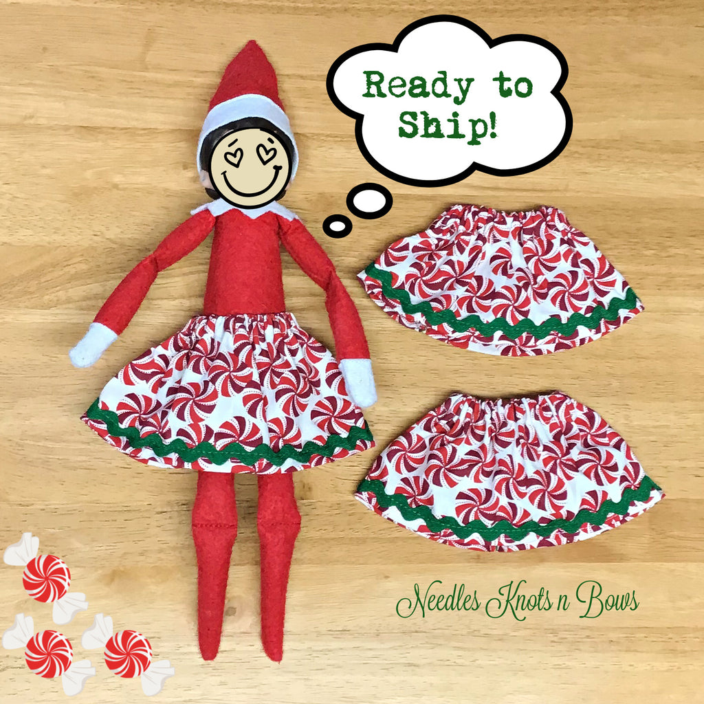 Peppermint Candy Christmas Elf Skirt, Doll / Barbie Clothes – Needles ...