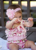 Girls Pink Floral 1st Birthday Cake Smash Outfit