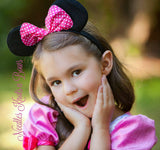 Girls Minnie Mouse Ears, Red or Pink Bow Minnie Mouse Ears Headband, Minnie Mouse Birthday