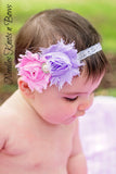 Girls Pink & Lavender Shabby Chic Lace Headband, Baby Girls Headband, Newborn Headband, Easter Headband, Spring