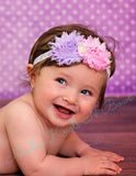 Girls Pink & Lavender Shabby Chic Lace Headband, Baby Girls Headband, Newborn Headband, Easter Headband, Spring