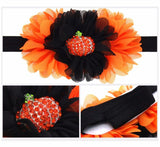 Girls Rhinestone Pumpkin Halloween Flower Headband