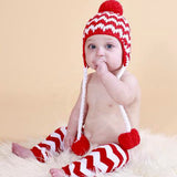 Baby boys or girls red and white chevron leg warmers