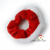 Red plush velvet Christmas scrunchie. 