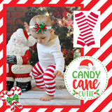 Baby toddler red and white striped Christmas leg warmers. 