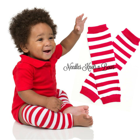 Red & White Striped Leg Warmers, Baby Toddler Leg Warmers, Kids