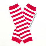 Red and white striped leg warmers. Baby toddler leg warmers.