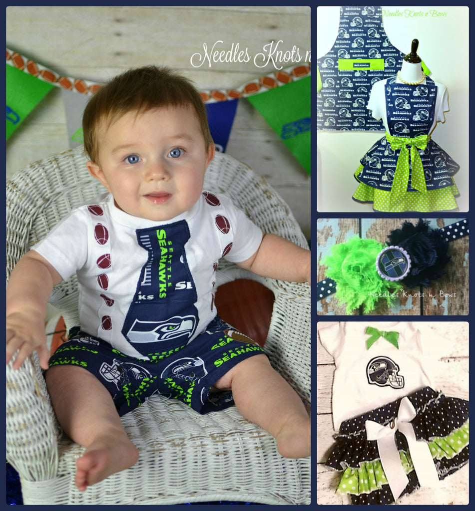 Boys Seattle Seahawks Game Day Football Outfit – Needles Knots n Bows