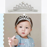 Girls Gold / Silver Birthday Tiara, Infants Toddlers Soft Elastic Crown Headband