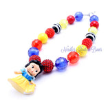 Snow White Chunky Bead Bubblegum Necklace, Disney Princess Necklace, Girls Jewelry