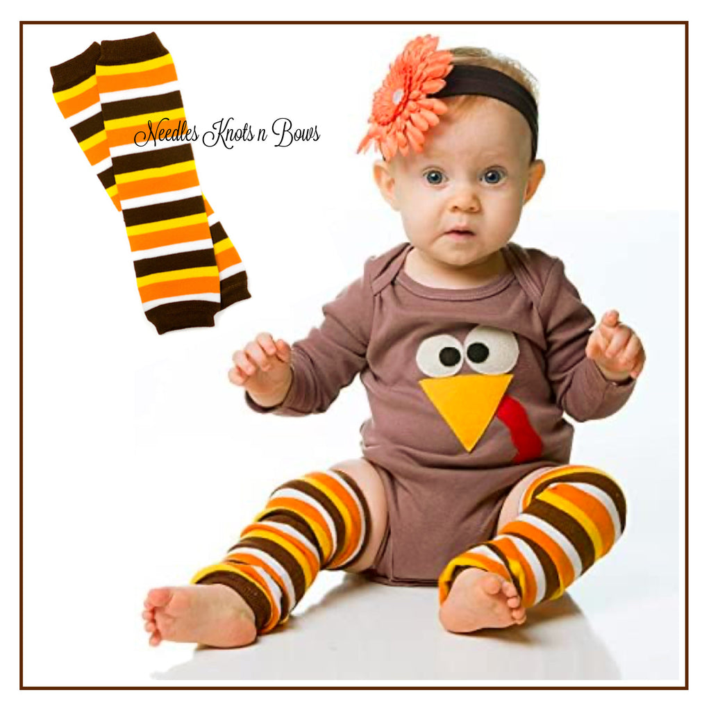 Fall, Harvest, Halloween Baby Toddler Leg Warmers Needles Knots n Bows