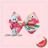 Watermelon fabric bow headband. 
