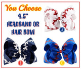 Baseball hair bow / headband.  