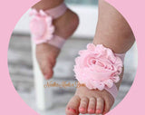 Baby Girls Pink Barefoot Sandals. 