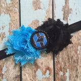 Carolina Panthers game day football headband for baby girls and toddlers. 